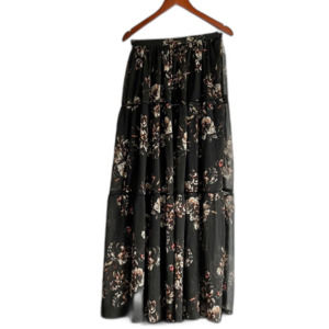 Anthropologie Ranna Gill Black Floral Maxi Skirt Size XS